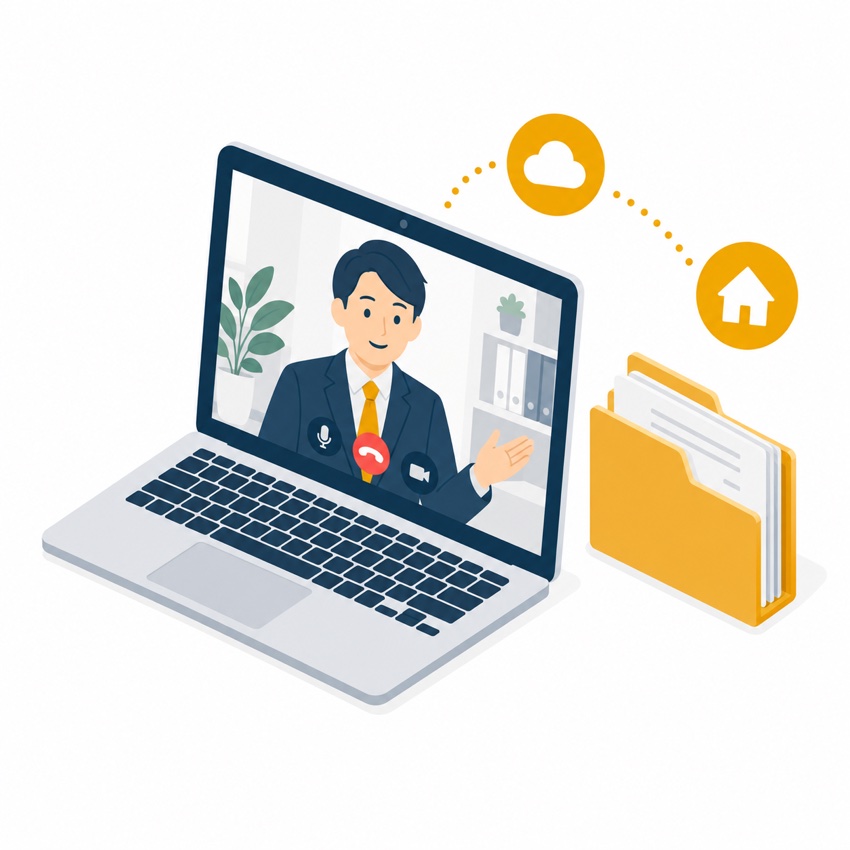 オンライン相談を表すパソコンのアイソメトリックイラスト